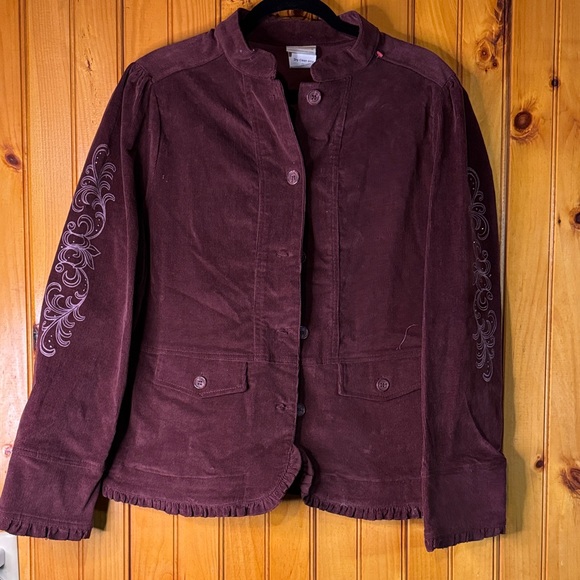 Artisan Jackets & Blazers - Artisan Vintage Deep Purple Corduroy Embroidered Blazer